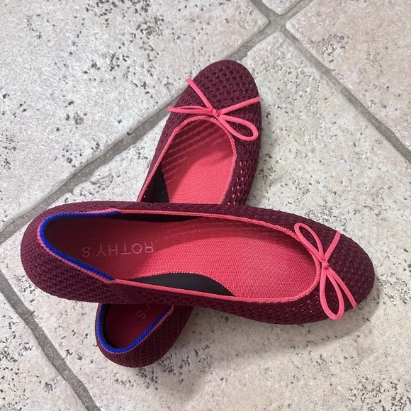 Rothy's The Ballet Flat Bow Berry Mesh Size 8 NWOB - Picture 8 of 8